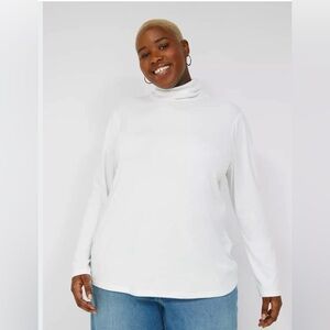 NWT Liz & Me Women’s Turtleneck 100% Cotton Plus Size 1X White Long Sleeve